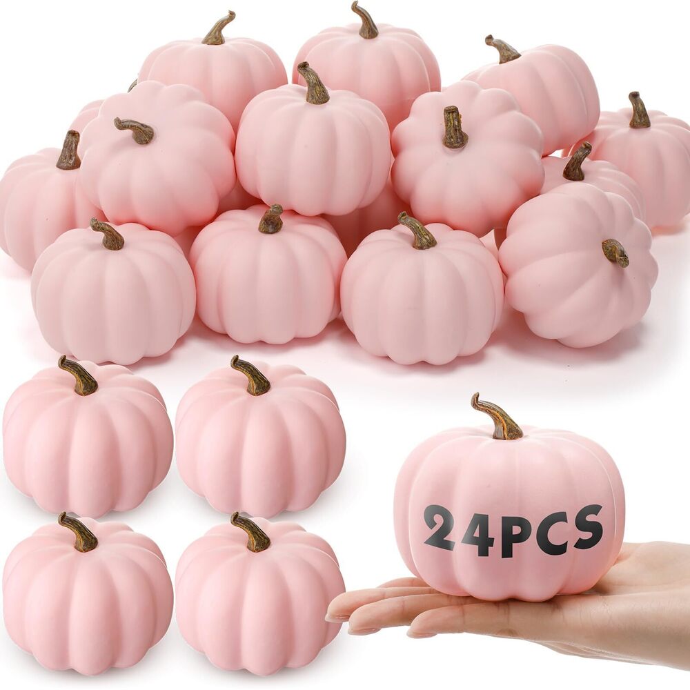7545 24 Pack 4 Inch Fall Harvest Pink Artificial Pumpkins Crafts Rustic